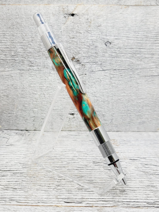 Stratus Pencil with a Copper and Teal Resin Body