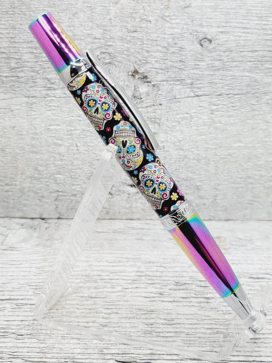 Sierra Prism Twist Ballpoint Pen with a Sugar Skull Print Body