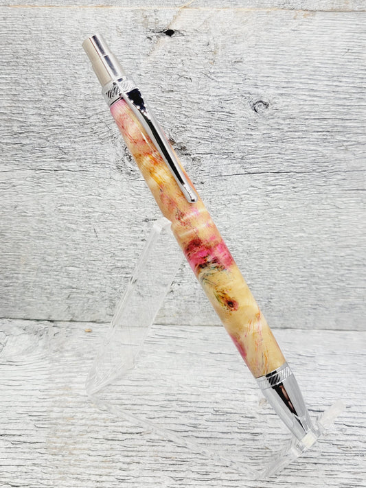 Blade Click Ballpoint Pen with a Dyed Alaskan Birch Burl Body