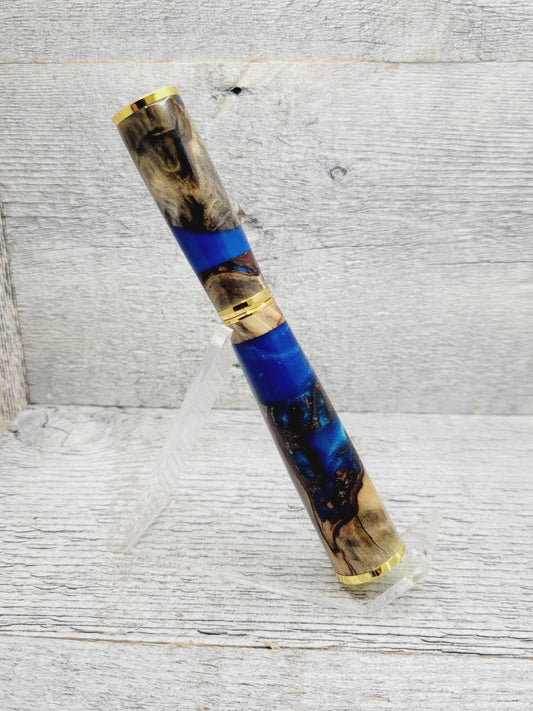 Dinero Rollerball Pen with Buckeye Burl Wood and Resin Body.