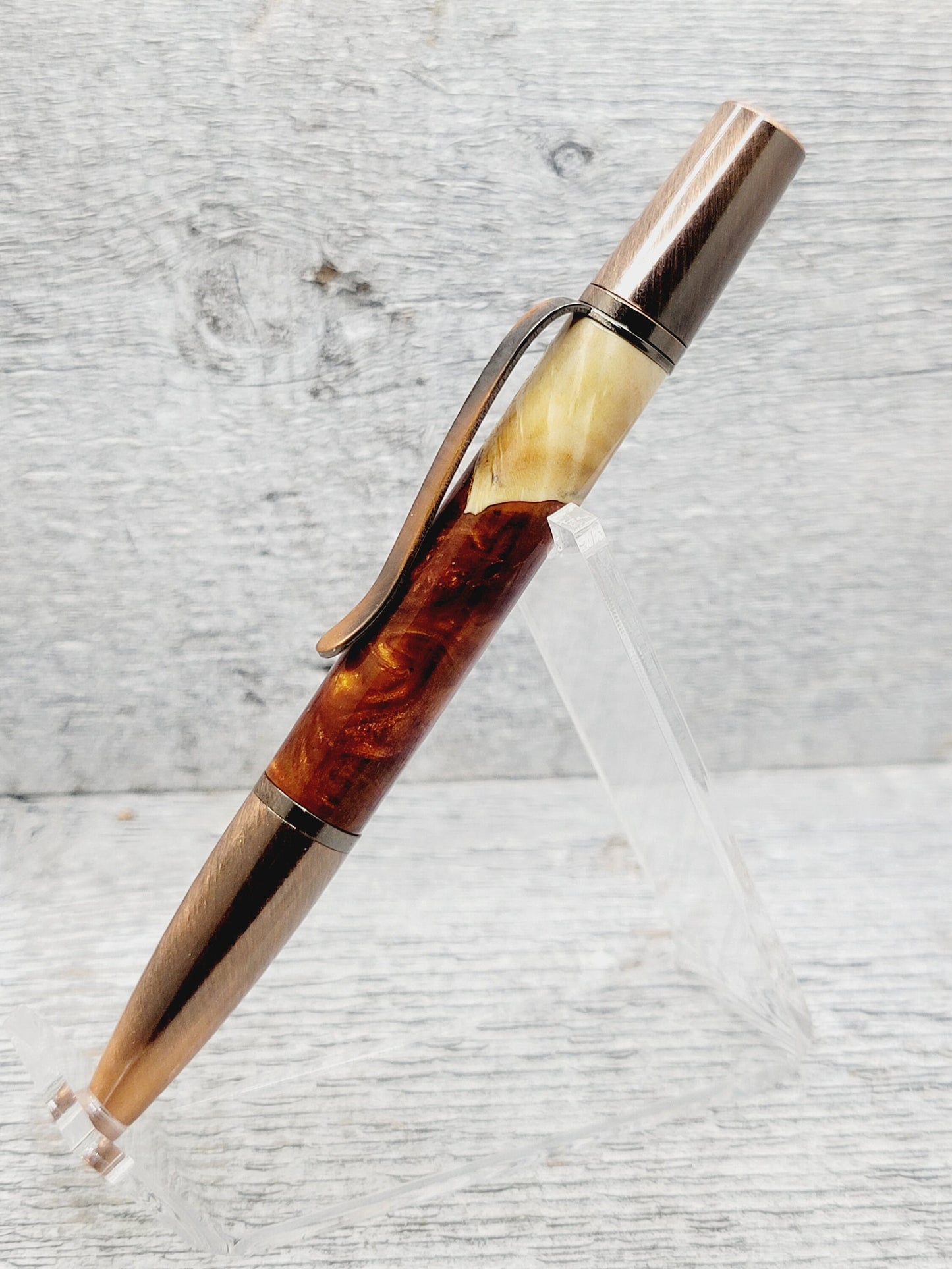 Ares Twist Ballpoint Pen with a Buckeye Burl and Resin Body