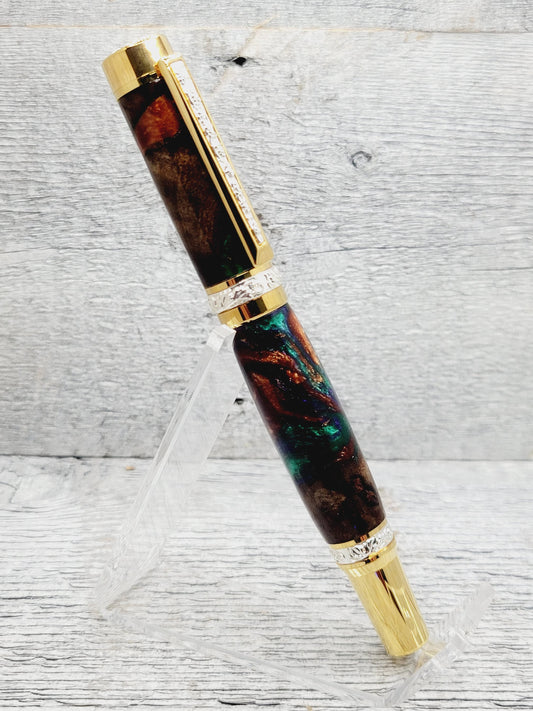Cambridge Rollerball Pen with Wormy Madrone Wood and Resin Body