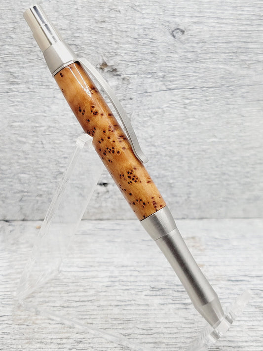 Pratchett Click Ballpoint Pen with a Thuya Burl Wood Body