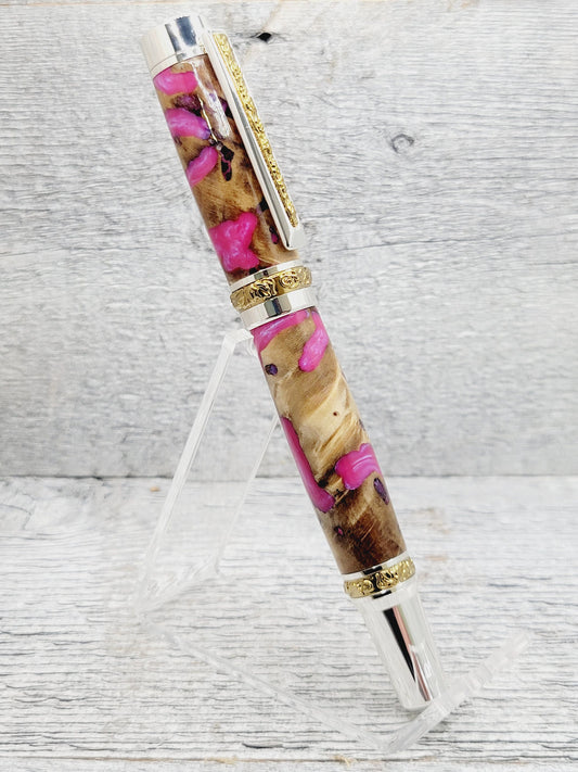 Cambridge Rollerball Pen with Wormy Box Elder and Resin body