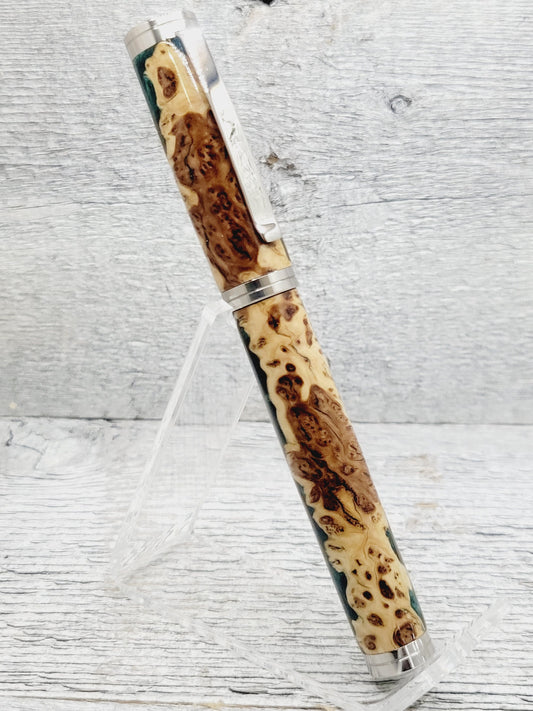 Shakespeare Fountain Pen with a Mallee Burl Wood and Resin Body