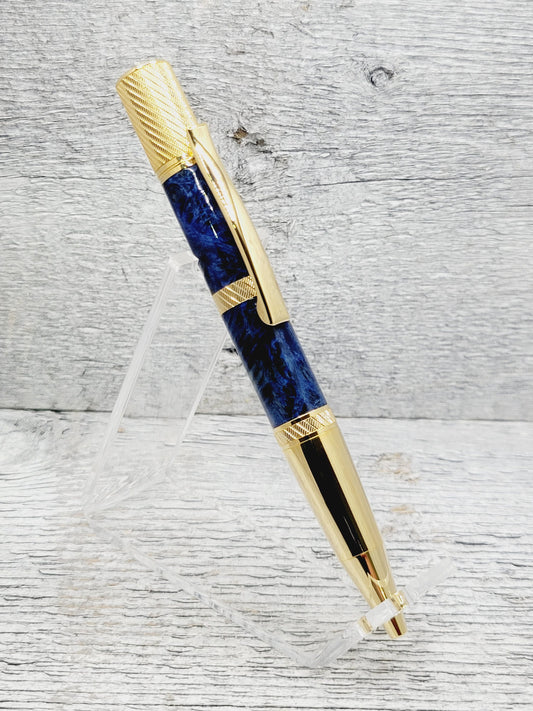 Pluma Twist Ballpoint Pen with a Dyed Maple Burl Wood Body